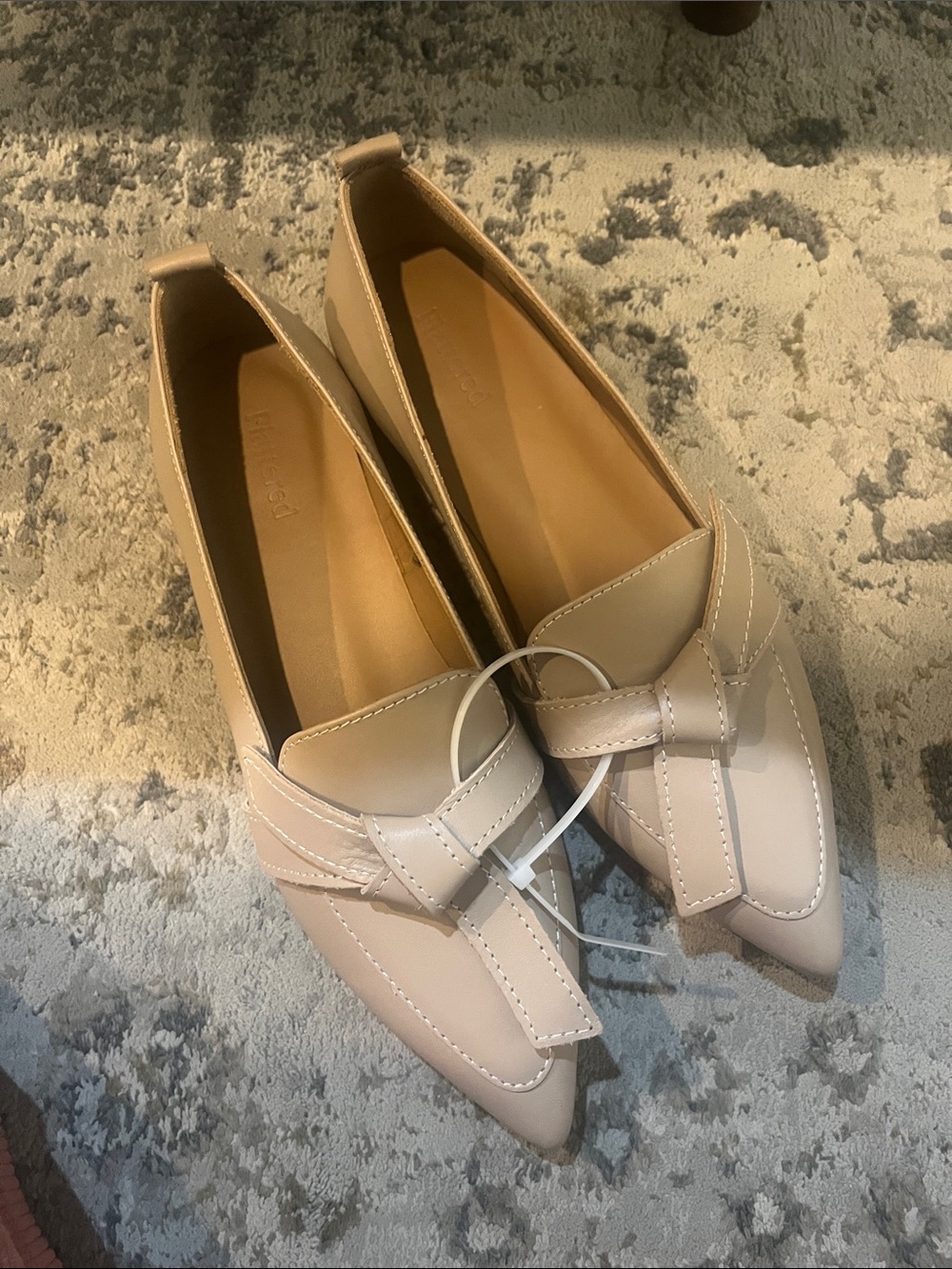 Flattered Cognac Pointed-Toe Knot Loafers